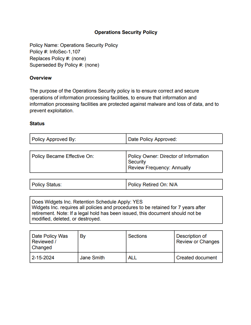 Graphic of ISO:IEC 27001 & 27002 Operations Security Policy