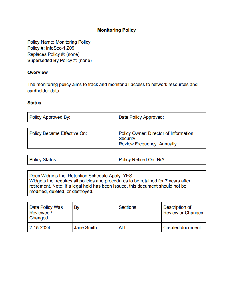 Graphic of PCI-DSS 4.0 Monitoring Policy